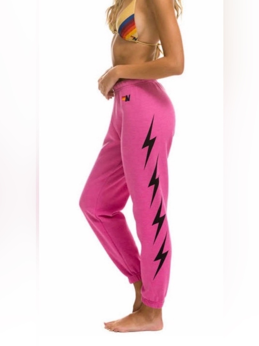 Aviator Nation Pink Lightning Bolt Sweatpants XL